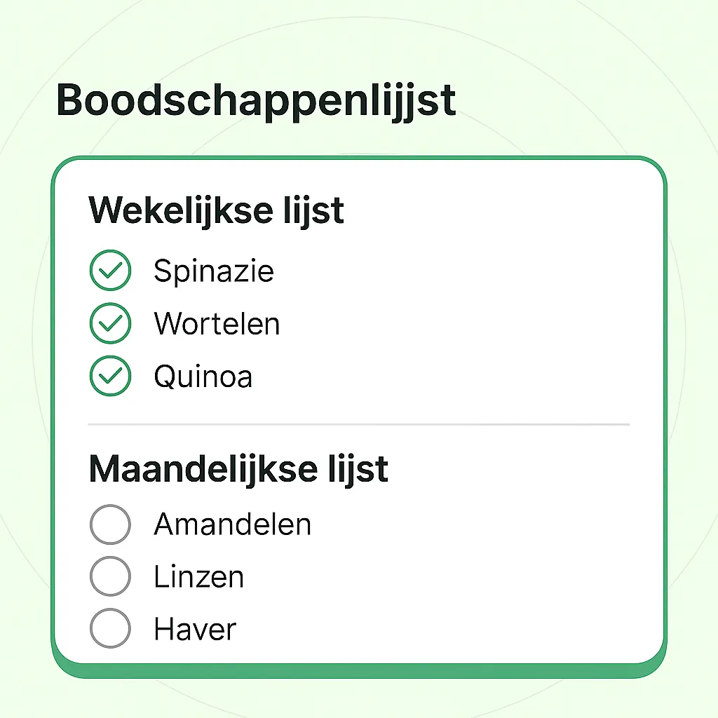 Generiere eine wöchentliche oder monatliche Einkaufsliste aus deinem Plan