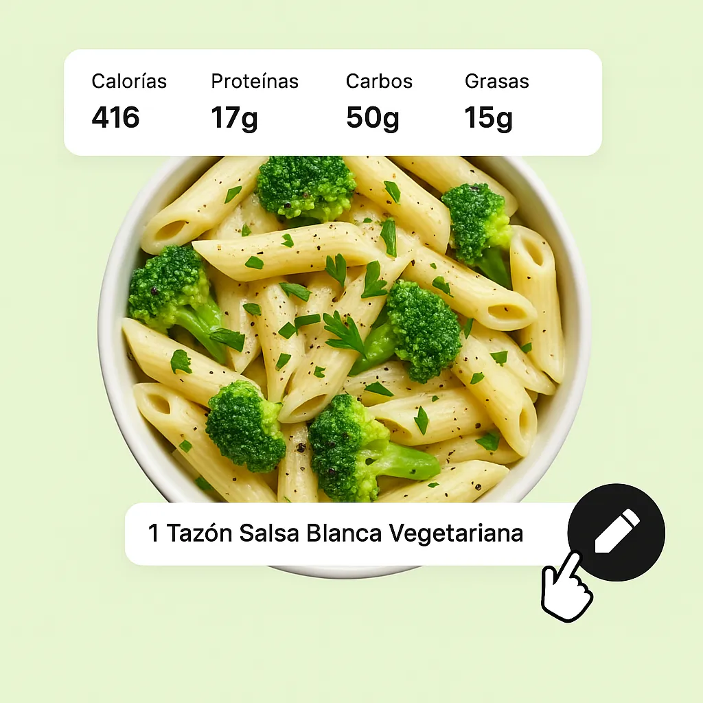 Interfaz de captura de alimentos mostrando una comida local