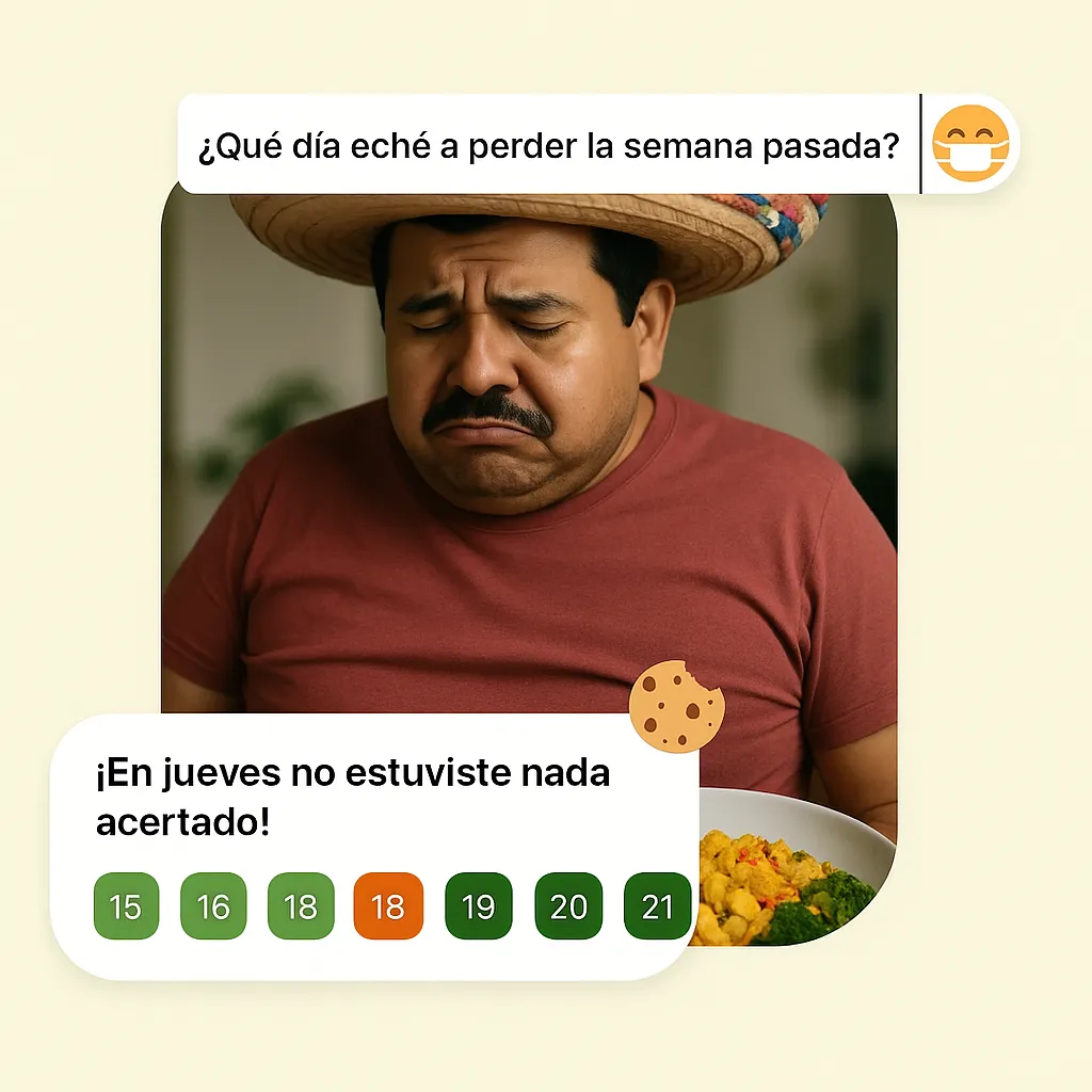 Panel de tendencias de calorías semanales