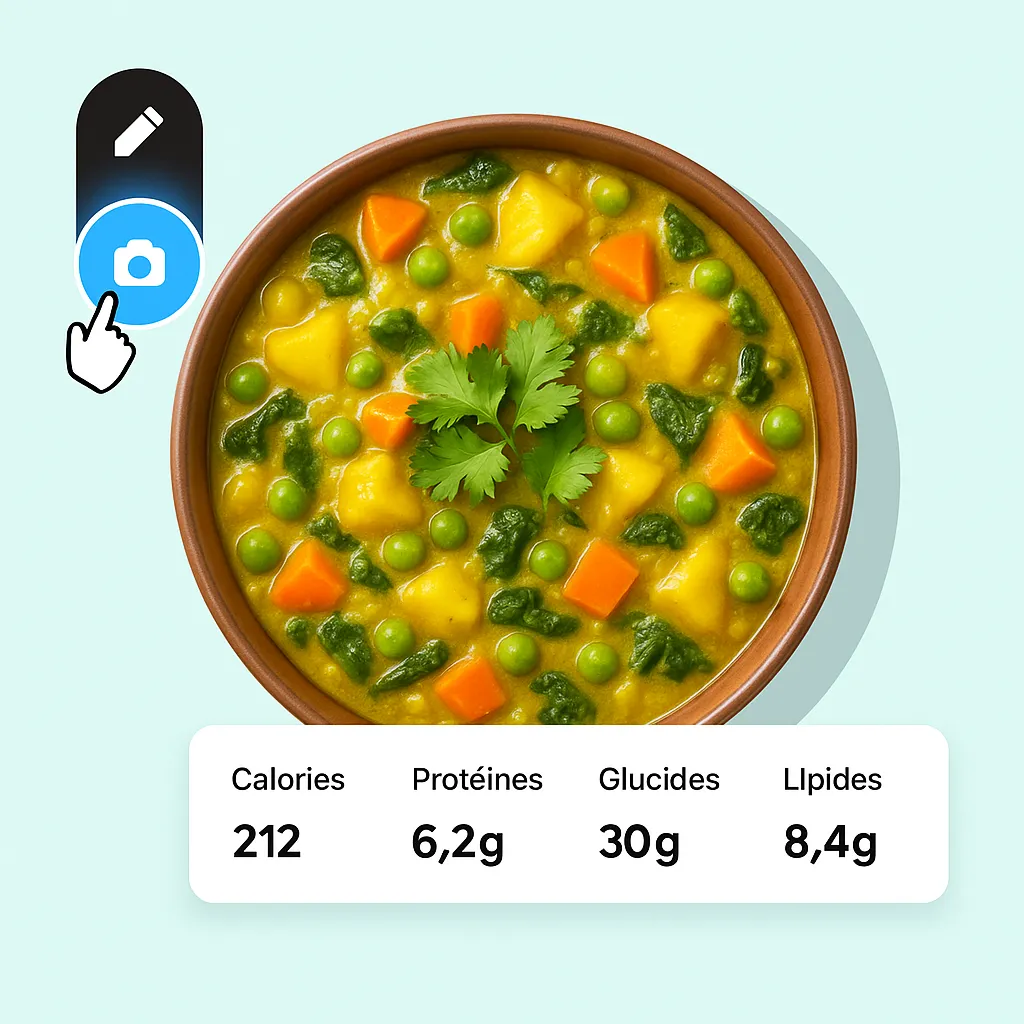 Interface d'enregistrement de photos de repas par IA