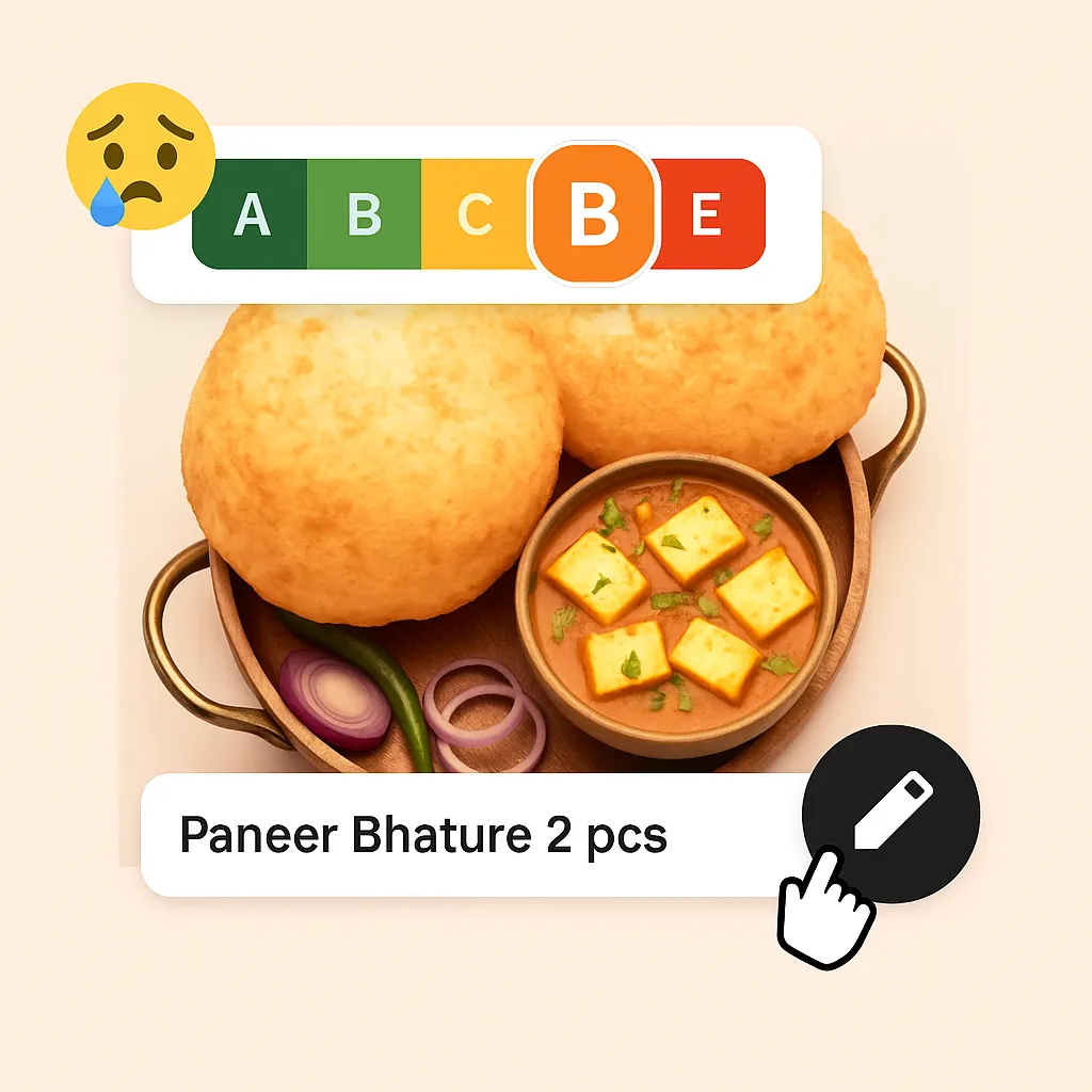 Interface de suivi des progrès et d'enregistrement des repas