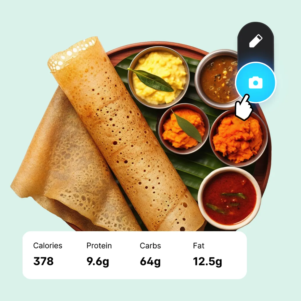 Taking photo of Indian meal interface