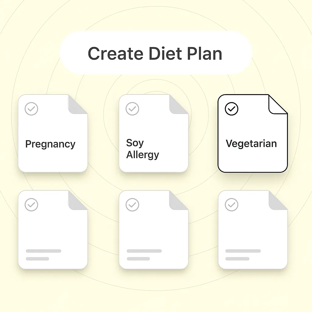 Second trimester protein profile setup showing pregnancy week selection and 75g daily protein target calculation